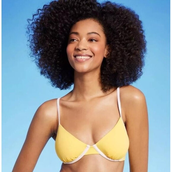 NEW NWT Choose Sz Beach Pool Bright Yellow Underwire Bikini Top SHADE & SHORE - Picture 1 of 6